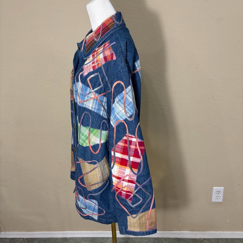 Vtg 90s New Direction Patchwork Denim Jacket Wome… - image 4